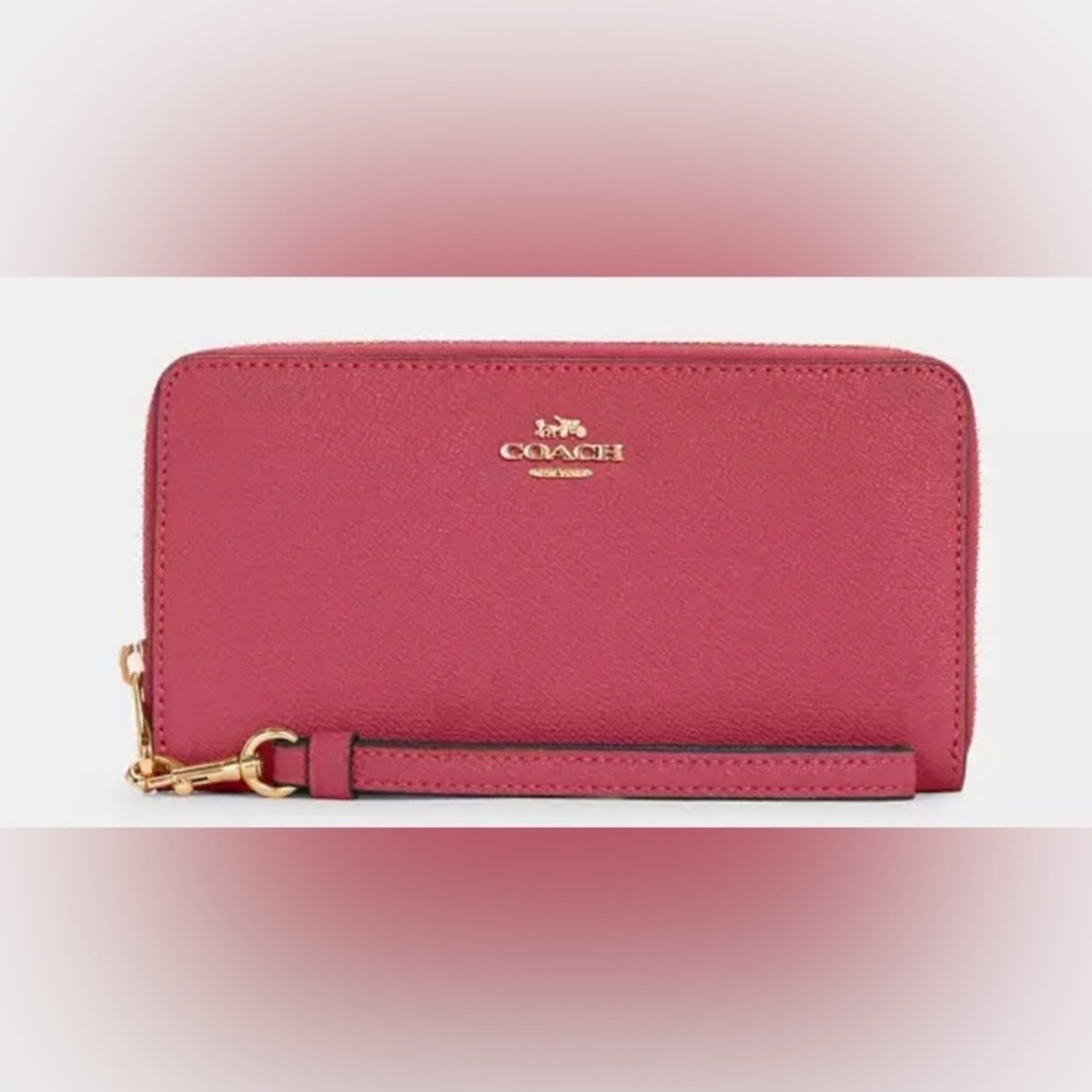 Authentic COACH Long Zip Wristlet in Strawberry Haze NWT